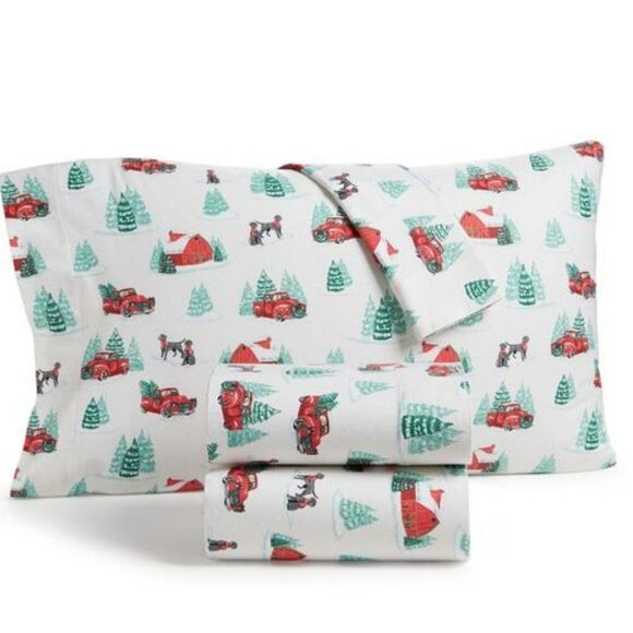 Martha Stewart Collection Holiday Printed Cotton Flannel 4-Pc. Farmhouse Truck - Picture 1 of 4